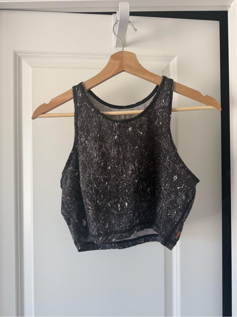 Lucy Black Speckle Athletic Cropped Tank